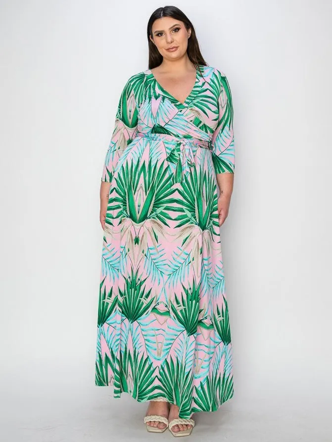 Signature Plus Size Maxi Dress in Tropical Mint Eclipse