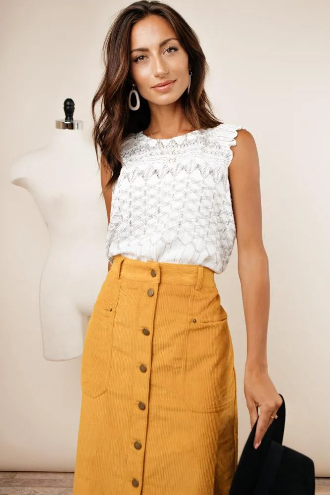 Skylar Corduroy Midi Skirt