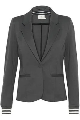 STRIPED CUFF SPORTY CHARCOAL BLAZER