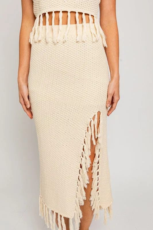 TEEK - Tassel Slit Sweater Skirt