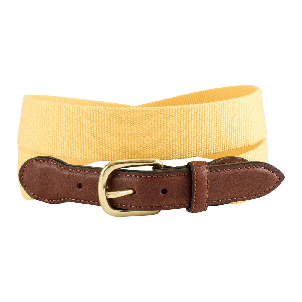 Textured Light Yellow Belgian Surcingle Leather Tab Belt