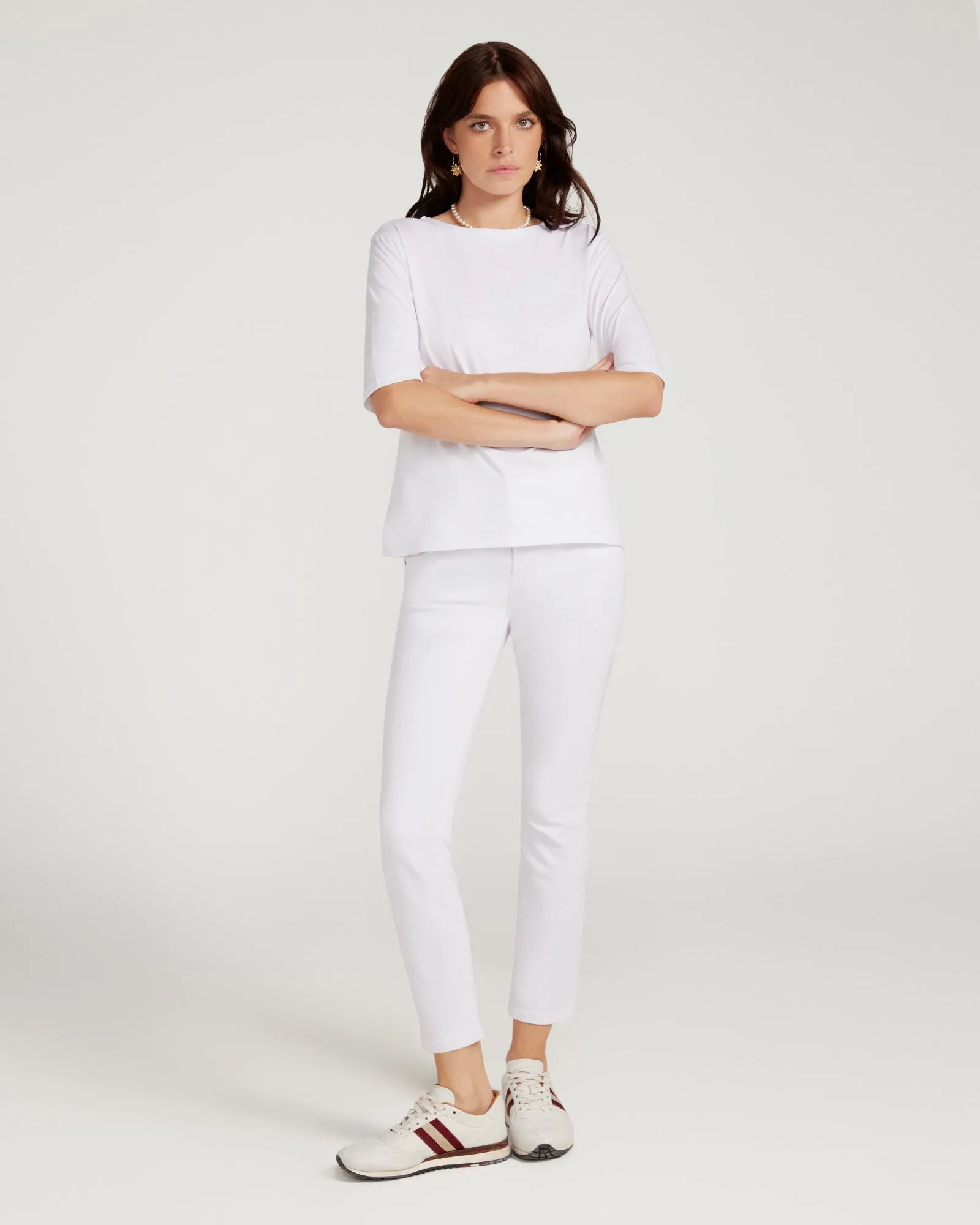 The Birkin Basic White Tee Boat Neck