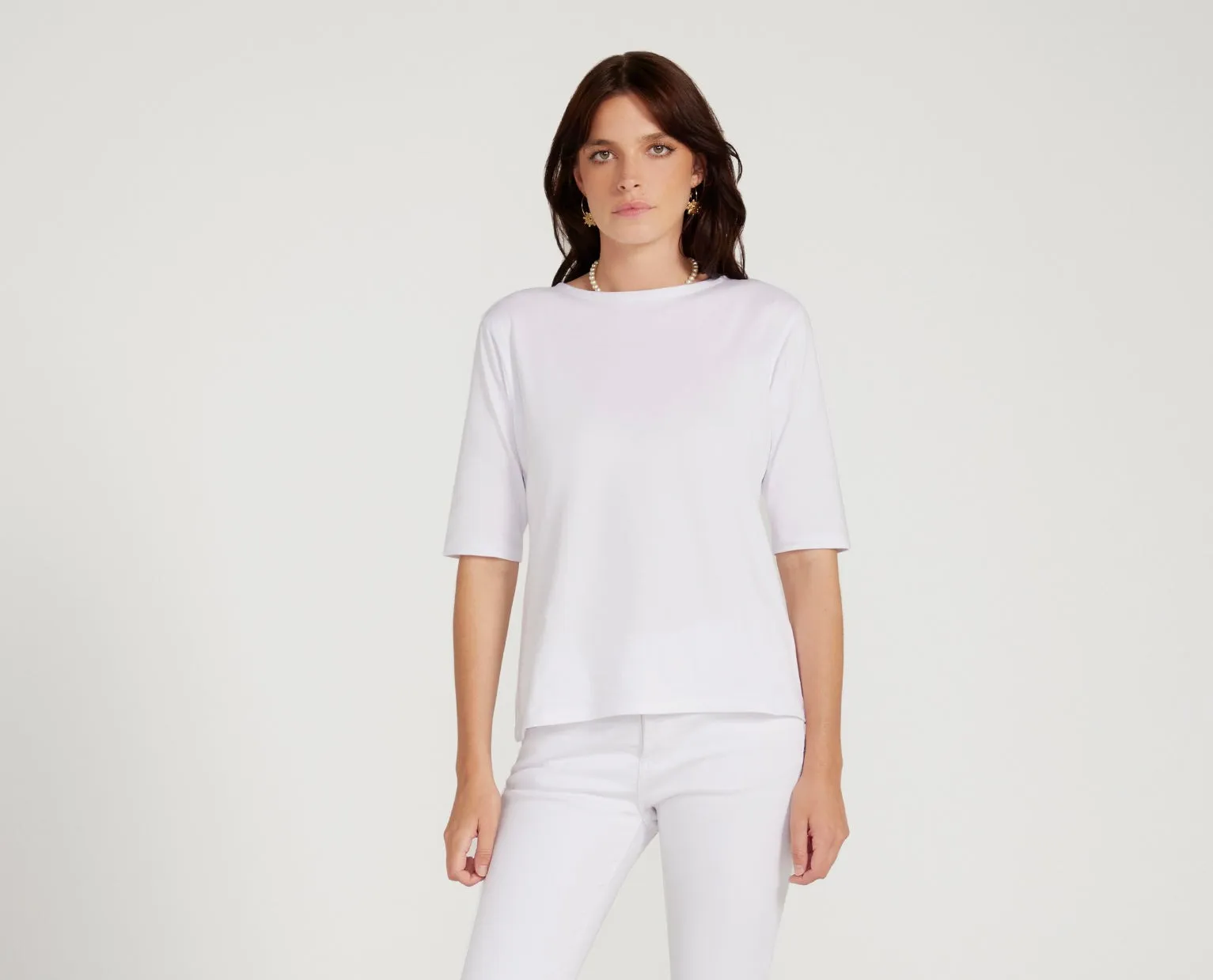 The Birkin Basic White Tee Boat Neck