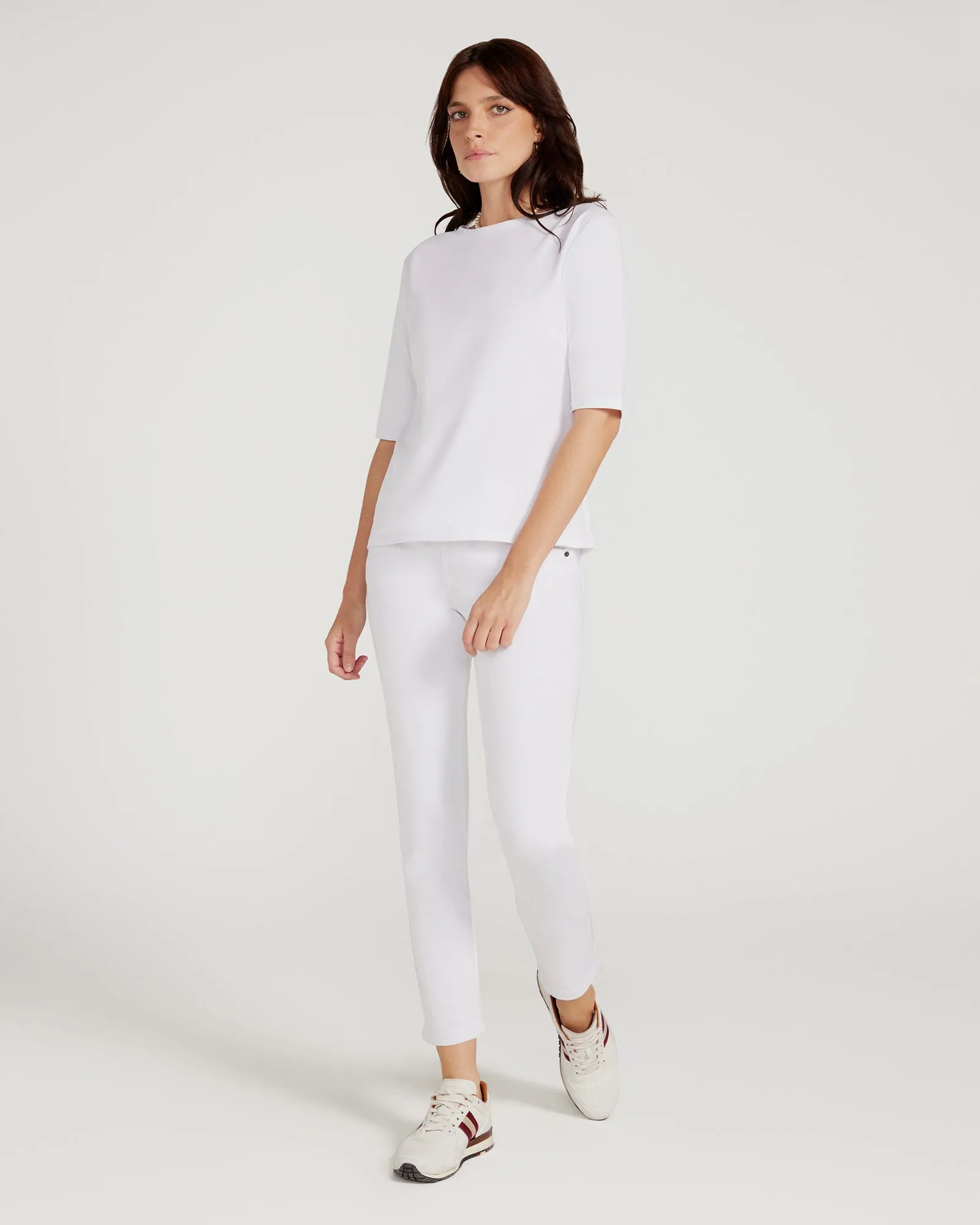 The Birkin Basic White Tee Boat Neck