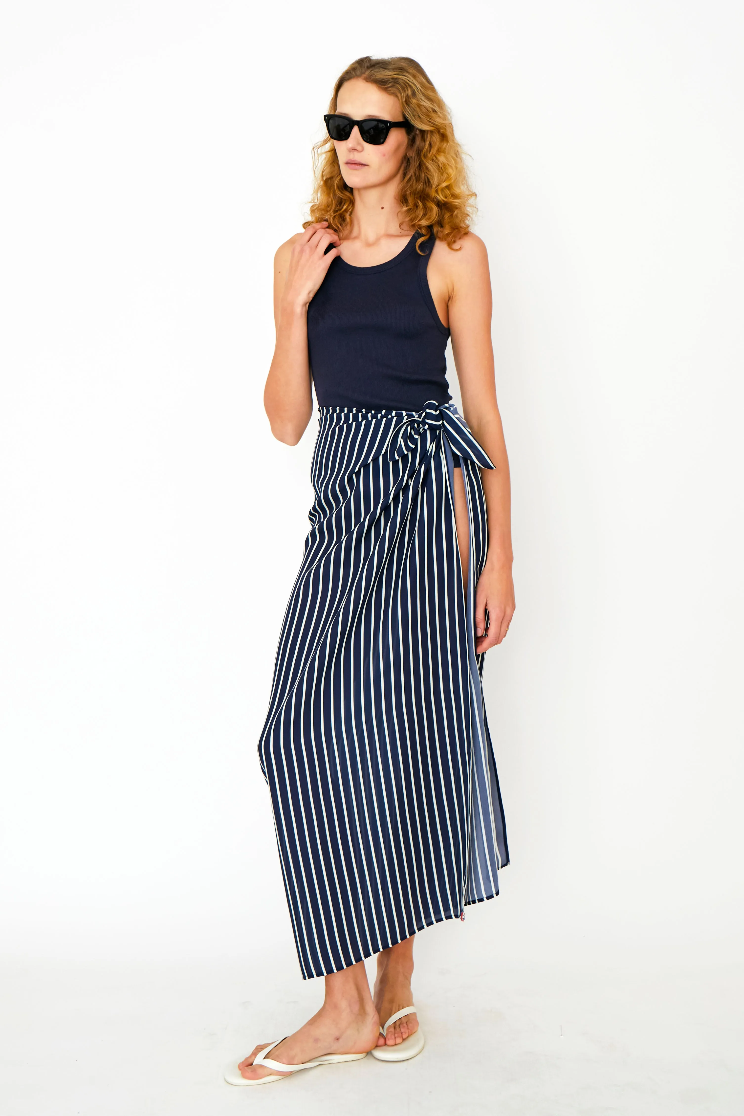 The Silk Elba Pareo - Navy/Cream