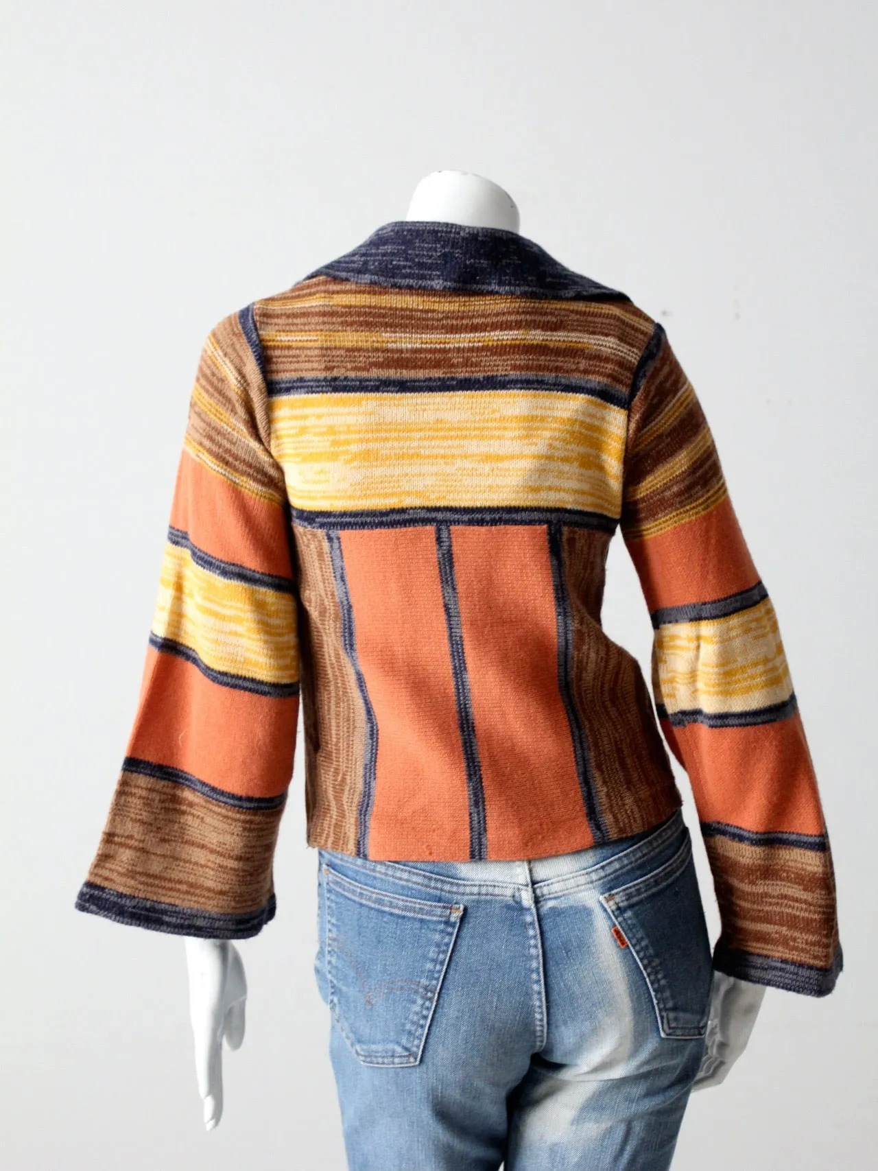 vintage 70s patchwork cardigan hippie sweater