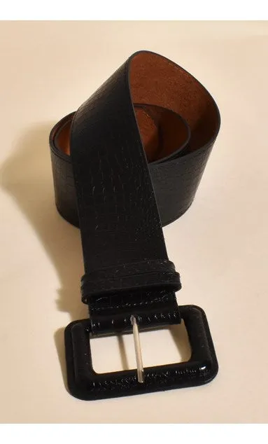 Wide Black Clara Croc Belt